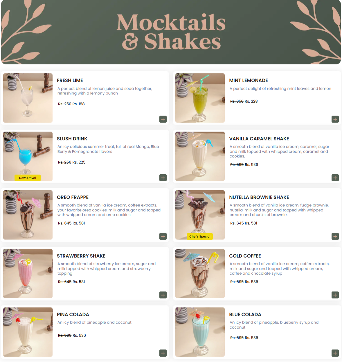 Mocktails & Shakes
